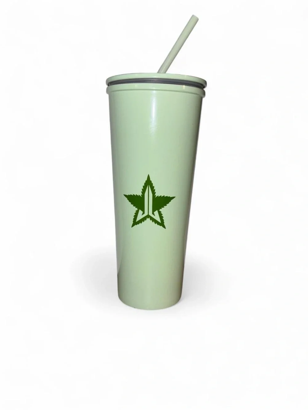 JEFFREE STAR COSMETICS MINT GREEN LEAF 420 CUP TUMBLER W/ STRAW RARE NEW